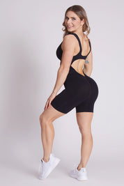 Tuta sportiva push-up con arricciatura con tecnologia FIR Jumpsuit Corta Clio Spalla Larga Nero - FGM04 - ABBIGLIAMENTO - fgm04