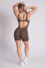 Tuta sportiva push-up con arricciatura con tecnologia FIR Jumpsuit Corta Clio Spalla Larga Potato - FGM04 - ABBIGLIAMENTO - fgm04