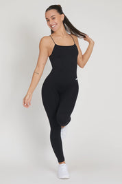 Tuta sportiva push-up con arricciatura con tecnologia FIR Jumpsuit Lunga Teti Bretelline Nero - FGM04 - ABBIGLIAMENTO - fgm04
