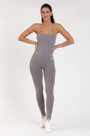 Tuta sportiva push-up con arricciatura con tecnologia FIR Jumpsuit Lunga Teti Bretelline Grigio Satellite - FGM04 - ABBIGLIAMENTO - fgm04