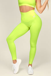 Leggings sportivi con tecnologia FIR push up con arricciatura All - Up Giallo Fluo - FGM04 - LEGGINGS ANTICELLULITE - fgm04