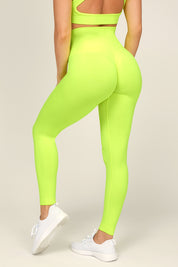 Leggings sportivi con tecnologia FIR push up con arricciatura All - Up Giallo Fluo - FGM04 - LEGGINGS ANTICELLULITE - fgm04