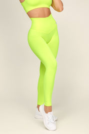 Leggings sportivi con tecnologia FIR push up con arricciatura All - Up Giallo Fluo - FGM04 - LEGGINGS ANTICELLULITE - fgm04