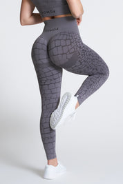 Leggings sportivi con tecnologia FIR push up con arricciatura animalier All - up Grigio Ira Cocco - FGM04 - LEGGINGS ANTICELLULITE - fgm04