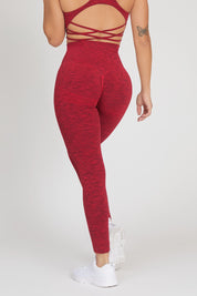Leggings sportivi con tecnologia FIR push up con arricciatura mélange Pulsar Rosso - FGM04 - LEGGINGS ANTICELLULITE - fgm04