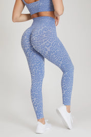 Leggings sportivi con tecnologia FIR push up con arricciatura animalier Wild Essence BambùFIR Blu Sugar - fgm04 - LEGGINGS ANTICELLULITE - fgm04