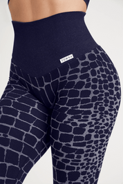 Leggings sportivi con tecnologia FIR push up con arricciatura All - Up Cocco Blu Notte - FGM04 - LEGGINGS ANTICELLULITE - fgm04