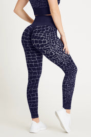 Leggings sportivi con tecnologia FIR push up con arricciatura All - Up Cocco Blu Notte - FGM04 - LEGGINGS ANTICELLULITE - fgm04