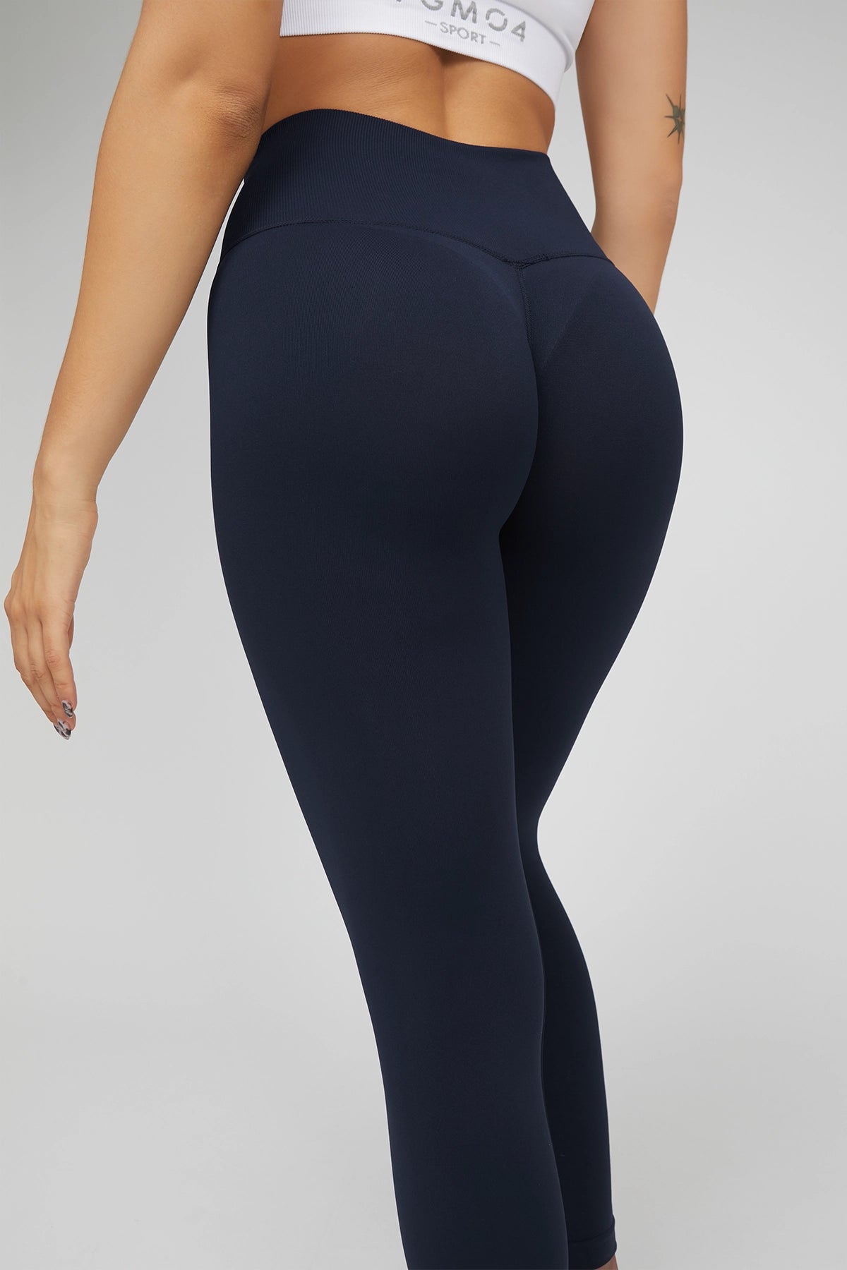 Leggings sportivi con tecnologia FIR soft push up senza arricciatura Shape - Up Fgm04 2.0 Blu Notte Pancia Piatta - FGM04 - LEGGINGS ANTICELLULITE - fgm04