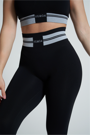 Leggings sportivi con tecnologia FIR push up con arricciatura Ikona Nero - FGM04 - LEGGINGS ANTICELLULITE - fgm04
