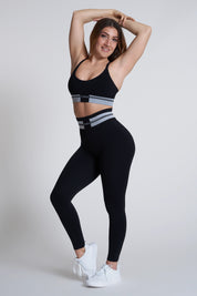 Leggings sportivi con tecnologia FIR push up con arricciatura Ikona Nero - FGM04 - LEGGINGS ANTICELLULITE - fgm04