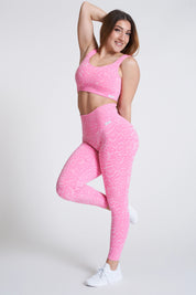 Leggings sportivi con tecnologia FIR push up con arricciatura animalier Wild Essence BambùFIR Rosa - fgm04 - LEGGINGS ANTICELLULITE - fgm04
