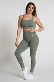 Leggings sportivi con tecnologia FIR push up con arricciatura Monogram Verde Salvia - FGM04 - LEGGINGS ANTICELLULITE - fgm04