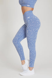 Leggings sportivi con tecnologia FIR push up con arricciatura animalier Wild Essence BambùFIR Blu Sugar - fgm04 - LEGGINGS ANTICELLULITE - fgm04