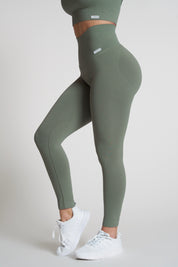 Leggings sportivi con tecnologia FIR push up con arricciatura Monogram Verde Salvia - FGM04 - LEGGINGS ANTICELLULITE - fgm04