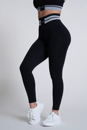 Leggings sportivi con tecnologia FIR push up con arricciatura Ikona Nero - FGM04 - LEGGINGS ANTICELLULITE - fgm04