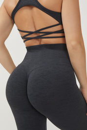 Leggings sportivi con tecnologia FIR push up con arricciatura mélange Pulsar Antracite - FGM04 - LEGGINGS ANTICELLULITE - fgm04