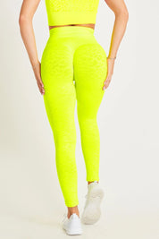 Leggings sportivi con tecnologia FIR push up con arricciatura animalier Jungle Leopardo Giallo Fluo - FGM04 - LEGGINGS ANTICELLULITE - fgm04
