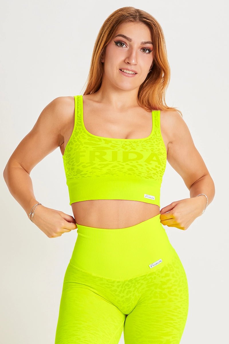 Top sportivo con spalline larghe Jungle Leopardo Giallo Fluo Taglia Unica - FGM04 - Maglie e Top - fgm04