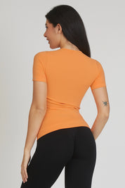 Maglia sportiva tecnica donna Manica corta con tecnologia FIR snellente Ikonic Sport Unisex Arancione - FGM04 - Maglie e Top - fgm04