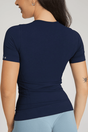 Maglia sportiva tecnica donna Manica corta con tecnologia FIR snellente Ikonic Sport Unisex Blu Notte - FGM04 - Maglie e Top - fgm04