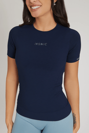 Maglia sportiva tecnica donna Manica corta con tecnologia FIR snellente Ikonic Sport Unisex Blu Notte - FGM04 - Maglie e Top - fgm04