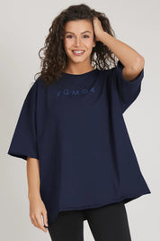Maglia sportiva t-shirt in cotone oversize unisex WorkOut Extra Large Blu Notte - FGM04 - Linea Ikonic - fgm04