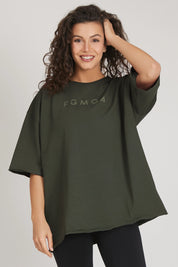 Maglia sportiva t-shirt in cotone oversize unisex WorkOut Extra Large Verde Militare - FGM04 - Linea Ikonic - fgm04