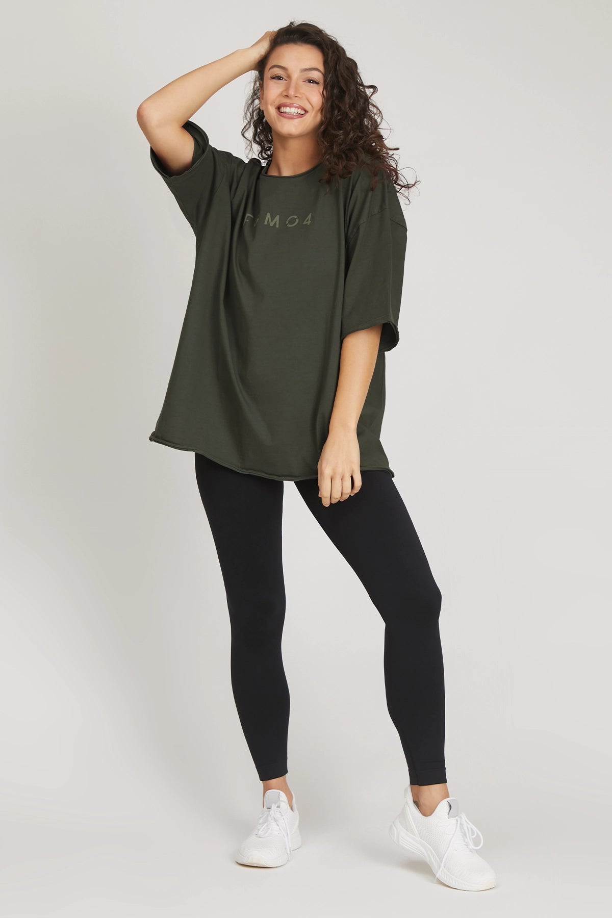 Maglia sportiva t-shirt in cotone oversize unisex WorkOut Extra Large Verde Militare - FGM04 - Linea Ikonic - fgm04