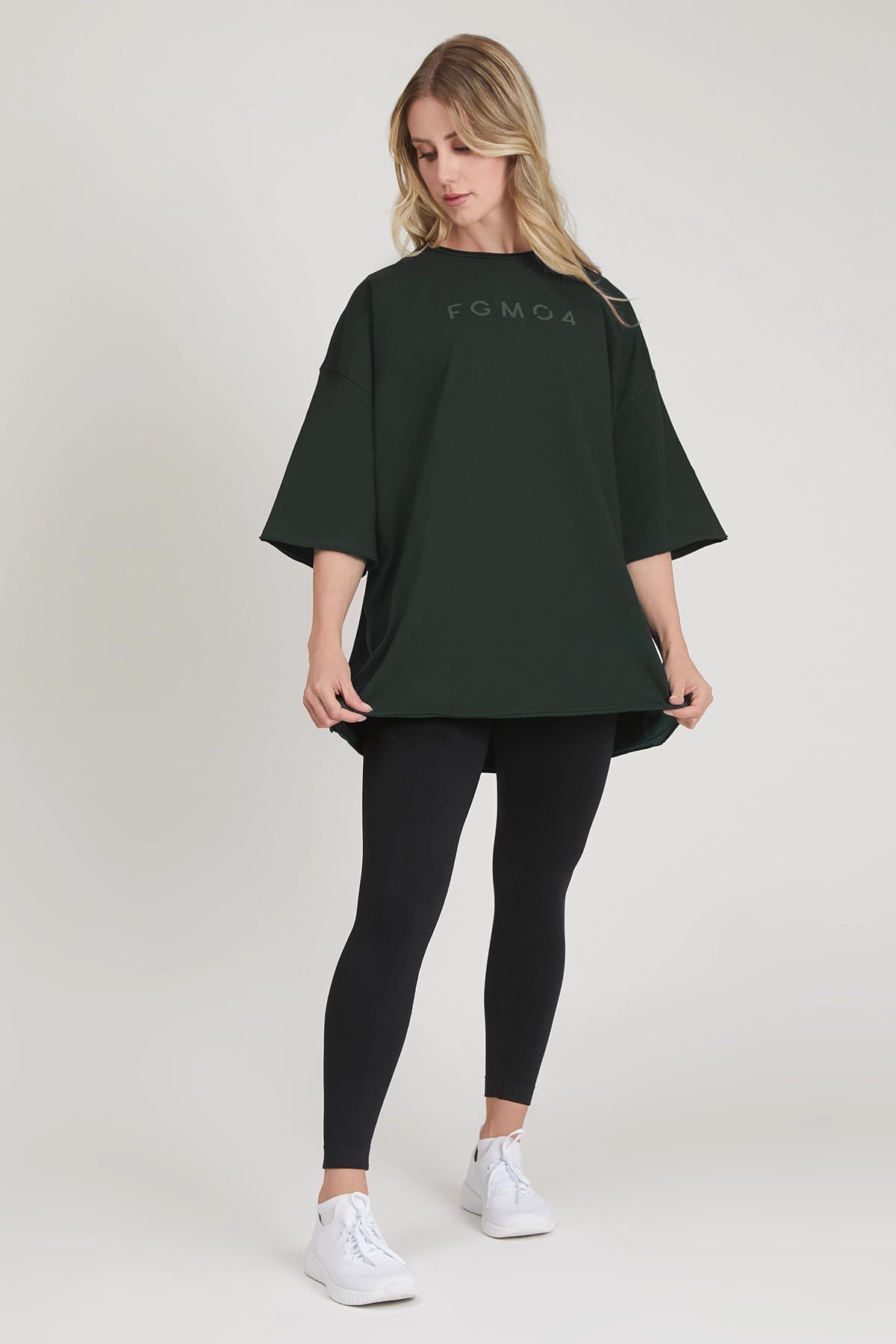 Maglia sportiva t-shirt in cotone oversize unisex WorkOut Extra Large Verde Pino - FGM04 - Linea Ikonic - fgm04