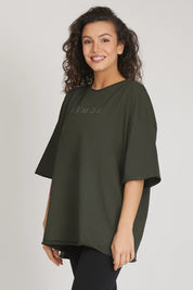 Maglia sportiva t-shirt in cotone oversize unisex WorkOut Extra Large Verde Militare - FGM04 - Linea Ikonic - fgm04