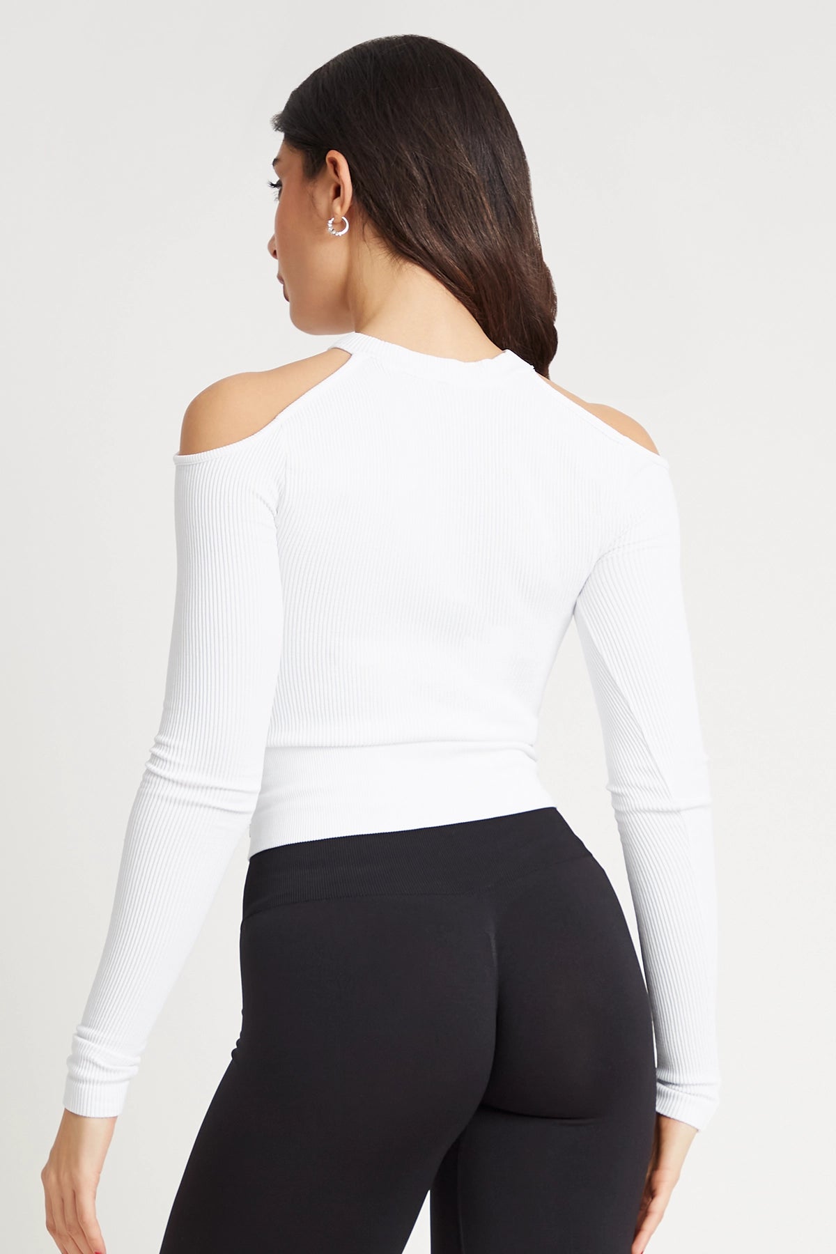 Maglia sportiva Manica Lunga donna Snellente con spalle scoperte con tecnologia FIR Nyx Spalle Scoperte Bianco - FGM04 - Maglie e Top - fgm04