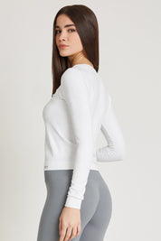 Felpa sportiva tecnica donna Manica Lunga Maglia Slim Bianco - FGM04 - Maglie e Top - fgm04