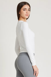 Felpa sportiva tecnica donna Manica Lunga Maglia Slim Bianco - FGM04 - Maglie e Top - fgm04