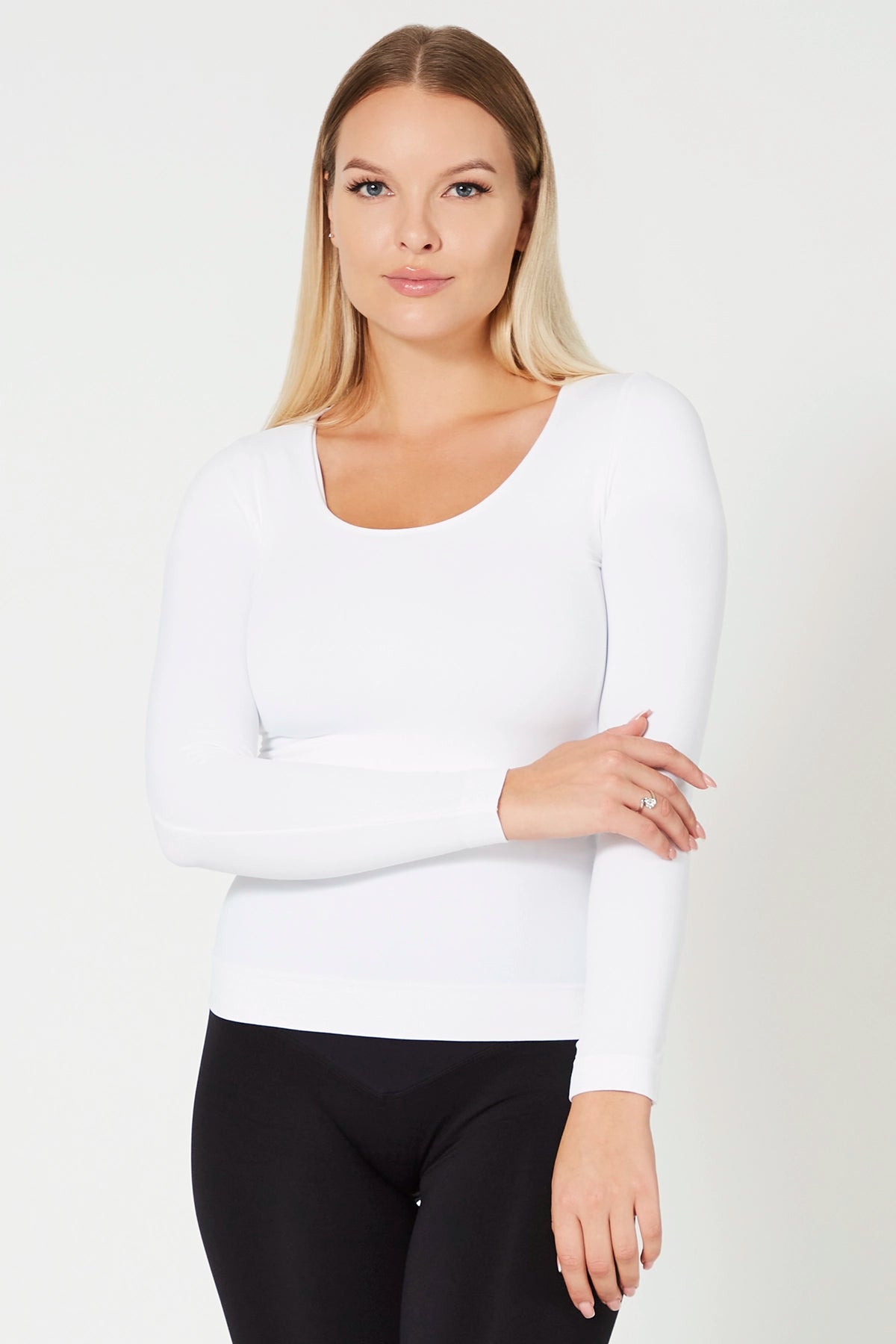 Maglia sportiva tecnica donna Manica Lunga con tecnologia FIR Snellente Bianco 2.0 - FGM04 - Maglie e Top - fgm04