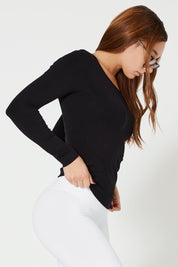 Maglia sportiva tecnica donna Manica Lunga con tecnologia FIR Snellente Nero 2.0 - FGM04 - Maglie e Top - fgm04