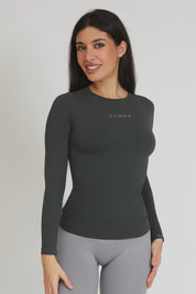 Maglia sportiva tecnica donna Manica Lunga con tecnologia FIR FGM04 Manica Lunga Sport Unisex Coal Green - FGM04 - Maglie e Top - fgm04