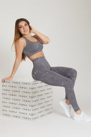 Leggings sportivi con tecnologia FIR push up con arricciatura Marmo Grigio - FGM04 - LEGGINGS ANTICELLULITE - fgm04