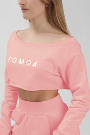 tuta sportiva in cotone oversize cropped Felpa Mini Crop Ikonic FW 24/25 Rosa Chiaro - FGM04 - Linea Ikonic - fgm04