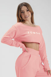 tuta sportiva in cotone oversize cropped Felpa Mini Crop Ikonic FW 24/25 Rosa Chiaro - FGM04 - Linea Ikonic - fgm04