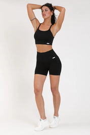 Shorts sportivi con tecnologia FIR push up con arricciatura Monogram Nero - FGM04 - LEGGINGS ANTICELLULITE - fgm04
