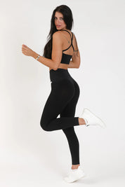 Leggings sportivi con tecnologia FIR push up con arricciatura Monogram Nero - FGM04 - LEGGINGS ANTICELLULITE - fgm04