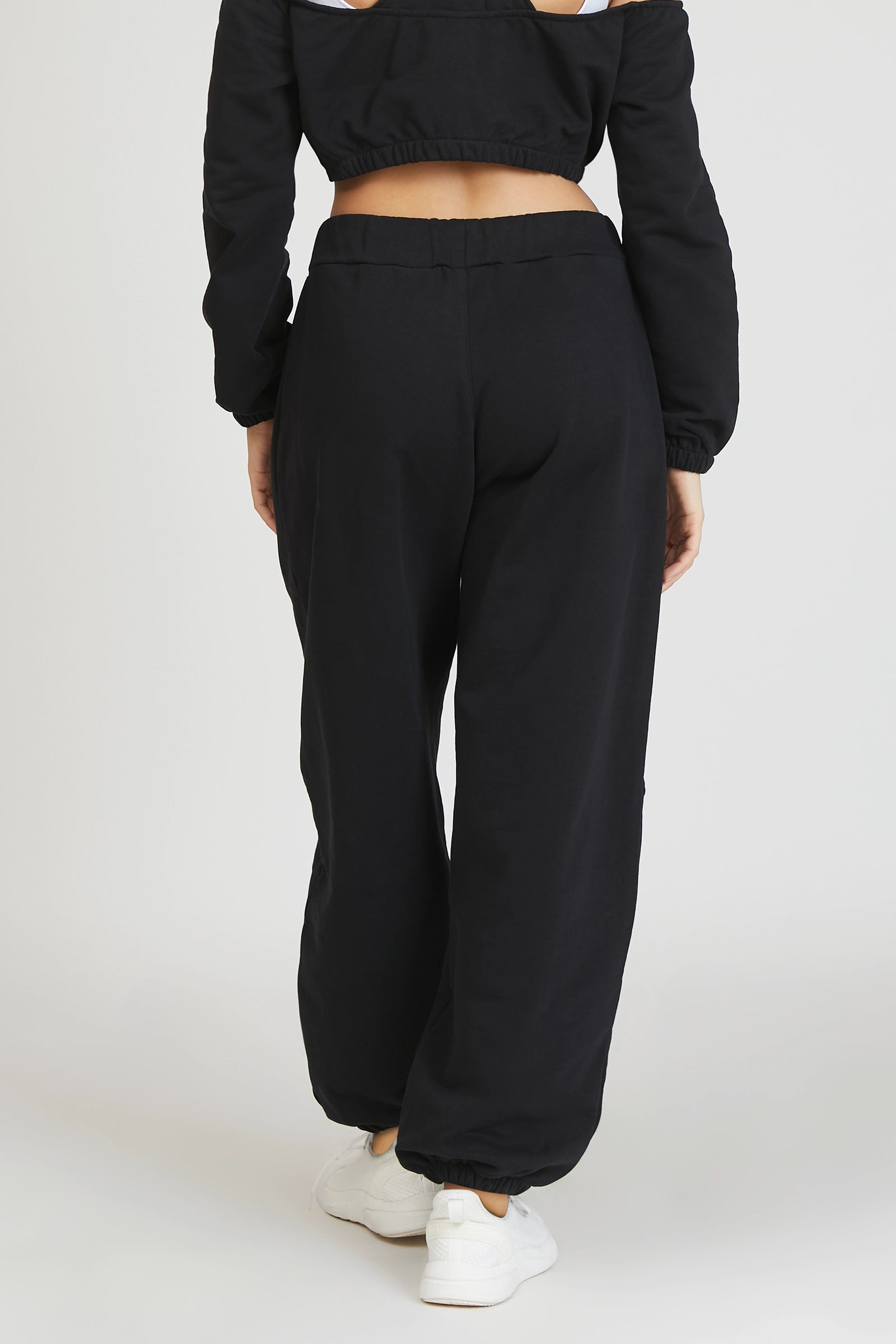Pantaloni della tuta sportivi donna in cotone baggy Pantalone Jogger Oversize Jasmine Donna Nero - FGM04 - Linea Ikonic - fgm04