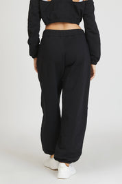 Pantaloni della tuta sportivi donna in cotone baggy Pantalone Jogger Oversize Jasmine Donna Nero - FGM04 - Linea Ikonic - fgm04