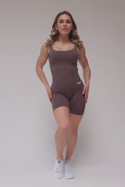 Tuta sportiva push-up con arricciatura con tecnologia FIR Jumpsuit Corta Clio Spalla Larga Potato - FGM04