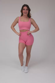 Shorts sportivi con tecnologia FIR push up con arricciatura a bolle