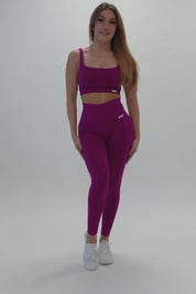 Leggings sportivi con tecnologia FIR push up con arricciatura All-Up Purple - FGM04