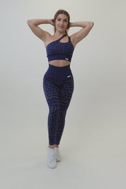 Leggings sportivi con tecnologia FIR push up con arricciatura All-Up Cocco Blu Notte - FGM04
