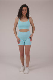 Shorts sportivi con tecnologia FIR push up con arricciatura a bolle