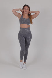 Top sportivo con spalline larghe incrociato Marmo